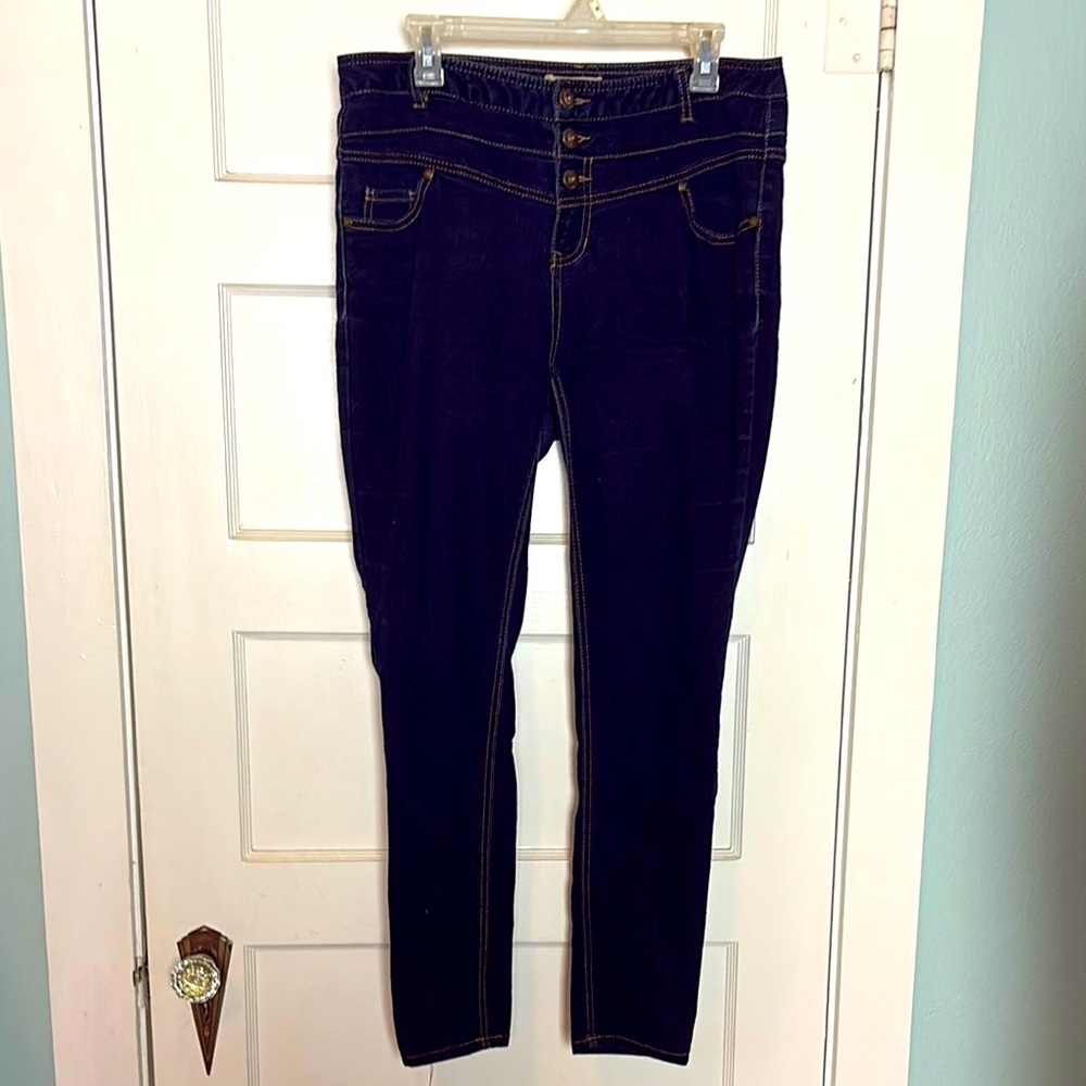 Blue Spice Women's Dark Blue Jeans Size 14 Buttonfly